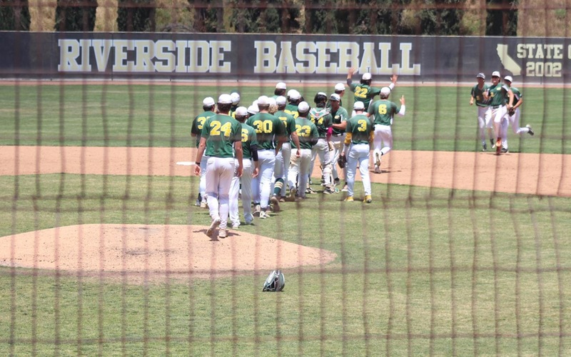 The Grossmont College Griffins start the handshake line after sweeping the #3 Seed Riverside on Saturday, May 6, 2023.

Photo Courtesy of Grossmont College Athletics